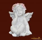 Engelchen sitzend mit Blütenkranz (Figur 3) Höhe: 5 cm
