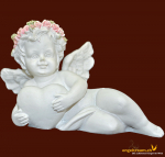Engel liegend mit Herz und Blütenkranz (Figur 2) Höhe: 5 cm